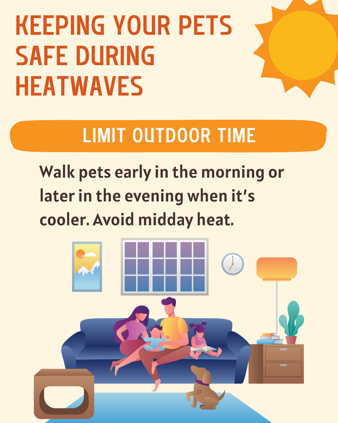 Keeping Your Pets Safe During Heatwaves-Slide 2 - Limit Outdoor time
